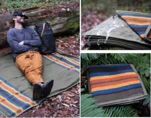 Waterproof Outdoor Canvas Camping Blanket - Waxed Canvas Campfire Blanket with Water Repellent Backing - Camp - Bushcraft Tarp (Olive, XL)