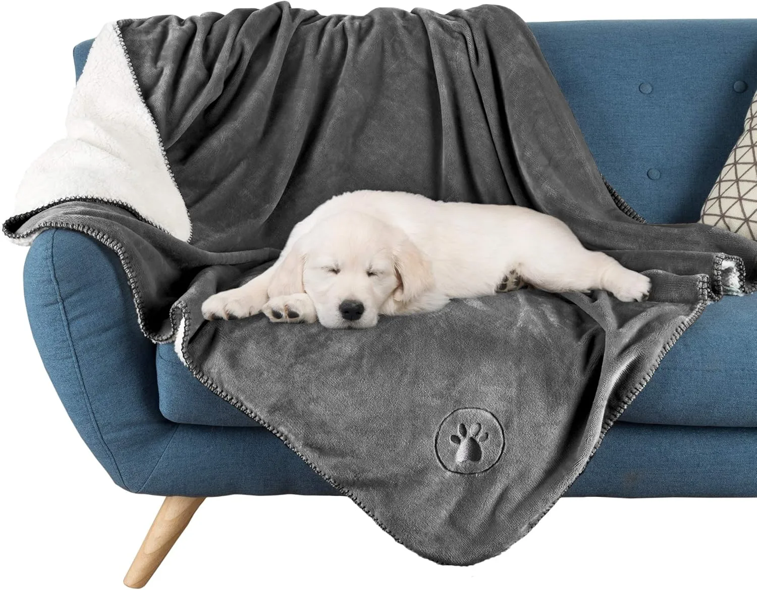 Waterproof Pet Blanket Collection– Reversible Throw Protects Couch, Car, Bed from Spills, Stains, or Fur – Dog and Cat Blankets by PETMAKER Dark Gray Large