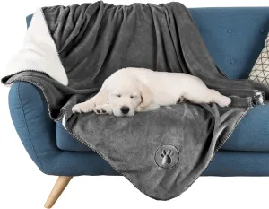 Waterproof Pet Blanket Collection– Reversible Throw Protects Couch, Car, Bed from Spills, Stains, or Fur – Dog and Cat Blankets by PETMAKER Dark Gray Large