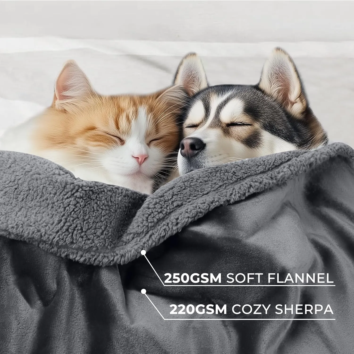 Waterproof Pet Blanket, Liquid Pee Proof Dog Blanket for Sofa Bed Couch, Reversible Sherpa Fleece Furniture Protector Cover for Small Medium Large Dogs Cats, Dark Gray X-Large（85" x 57"）
