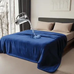 Waterproof Throw Blanket, Ultra-Soft, Water Resistant, Water Proof, Stain Proof, Leakproof & Spill-Proof Flannel Throw (Navy Blue & Abyss Green, 40x60)