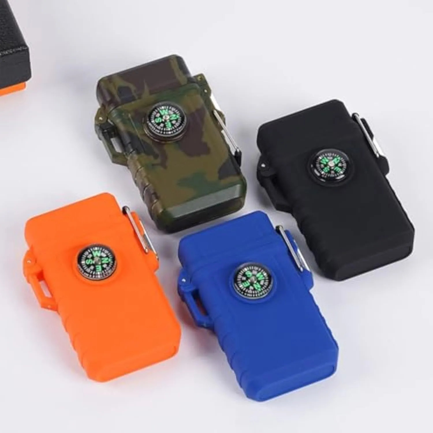 Waterproof, Windproof, Refillable Butane Gas Lighters with Compass, for Outdoor Survival, Camping, Hiking, Grill Candle Family Use(Black)