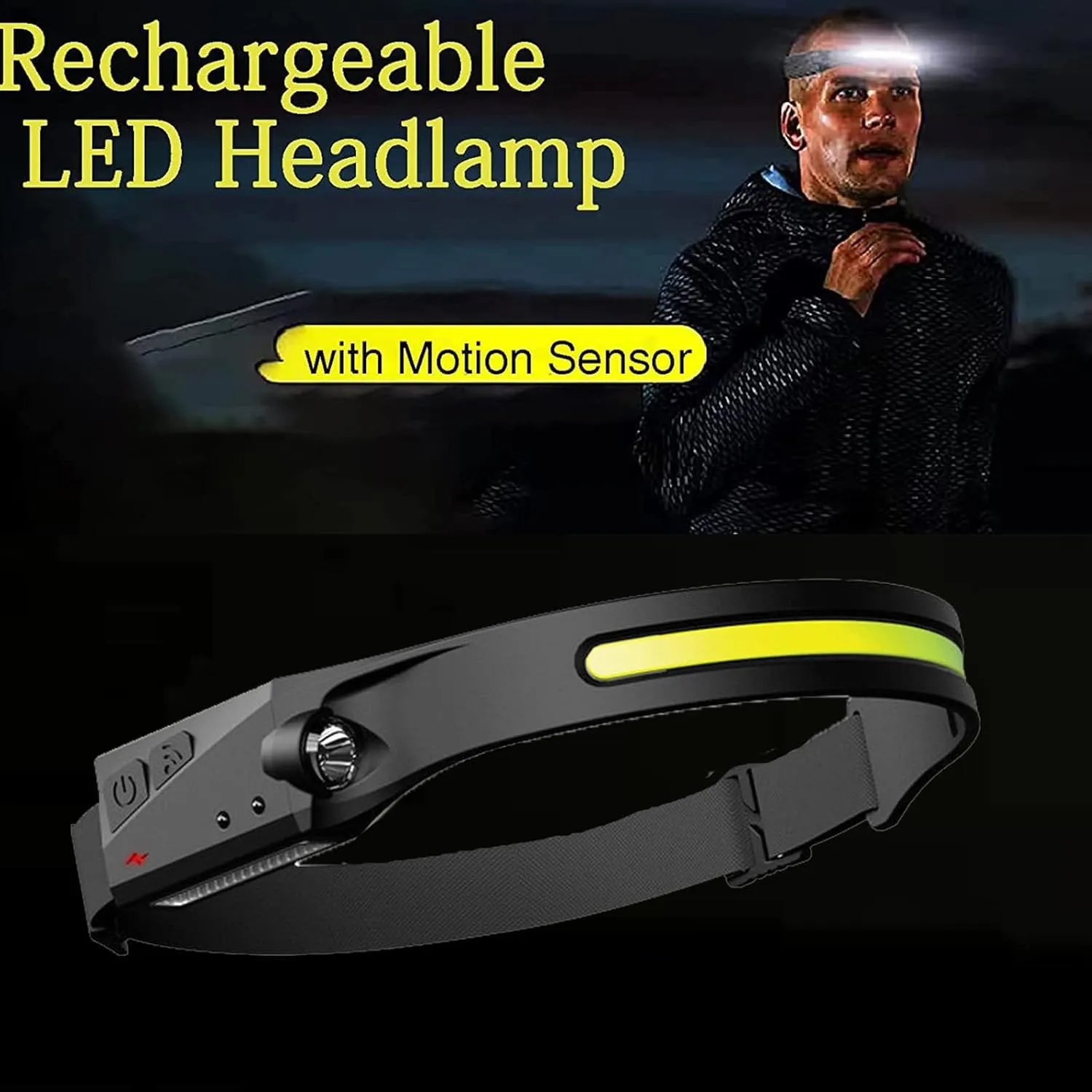 WavePro 230° Ultra-Light Motion-Sensing Headlamp, MinMio 230º Lumi Light/Lumilight Headlamp (1pc)