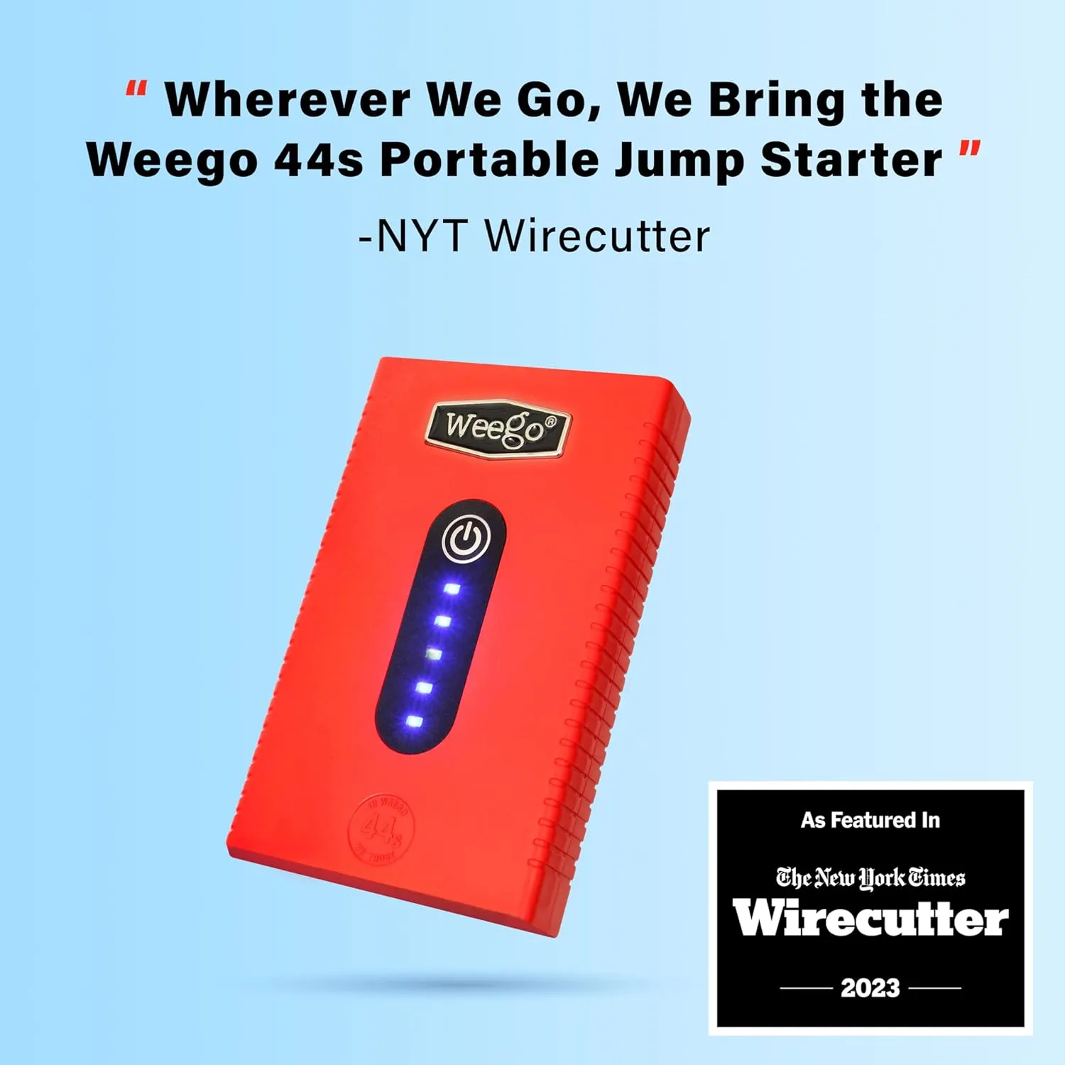 Weego 44S, 2100 Peak Amp / 440 Cranking Amp Jump Pack for 7-Liter Gas and 3.5-Liter Diesel Engines, 12-Volt Portable Car Jump Starter, Patented Jumper Cables with Battery Pack, Orange (N44S)