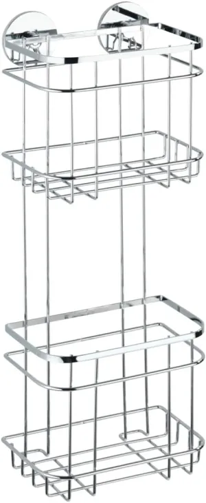WENKO 21783100 Turbo-Loc® Stainless Steel 2-tier wall rack, Stainless steel, 7.1 x 18.7 x 4.9 inch
