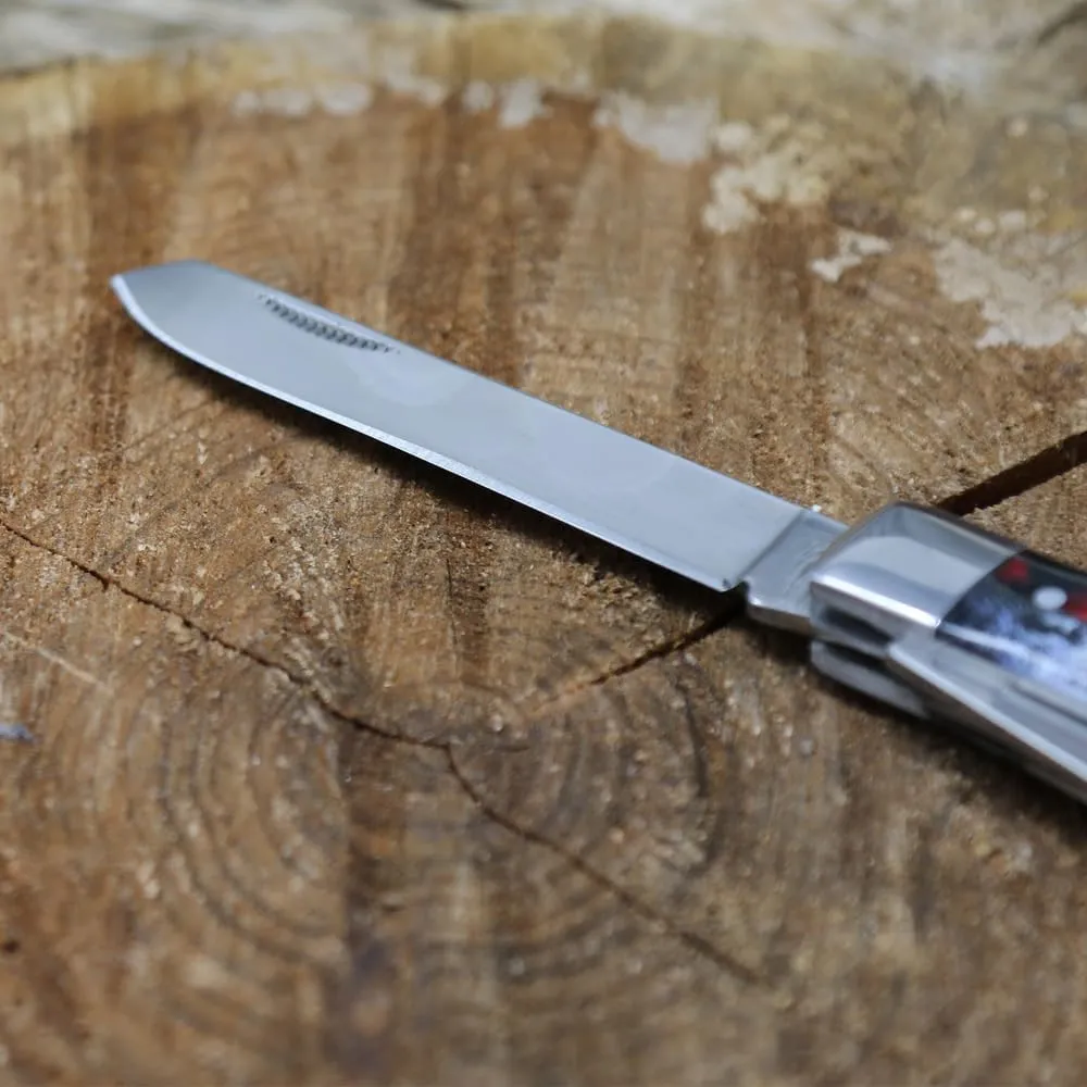 WHISKEY BENT HAT CO. Traditional Trapper Folding Pocket Knife 4.125" Closed Length 440C Stainless Steel Blades (Lone Star)