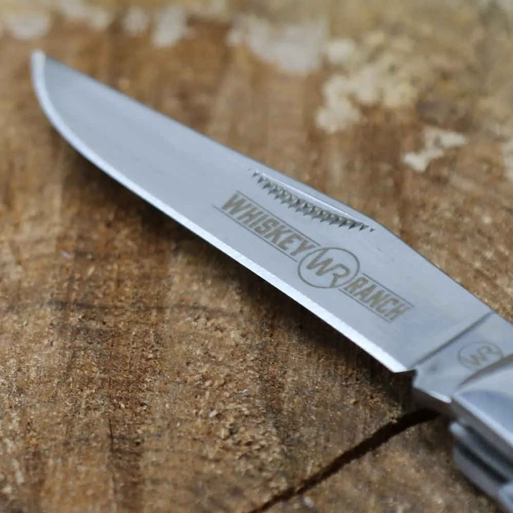 WHISKEY BENT HAT CO. Traditional Trapper Folding Pocket Knife 4.125" Closed Length 440C Stainless Steel Blades (Lone Star)
