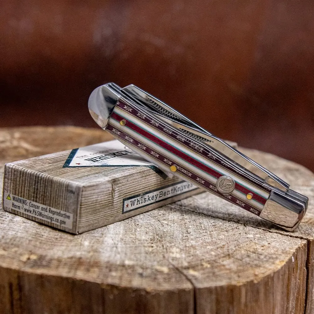 WHISKEY BENT HAT CO. Traditional Trapper Folding Pocket Knife 4.125" Closed Length 440C Stainless Steel Blades (Mesa)