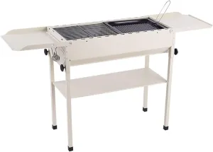 White Large Portable Charcoal Grill for Camping Tall Foldable with Fuel Travel and Home Thickened Base Plate Suitable 5-10 People