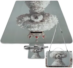 White Toy Poodle Picnic Blanket Outdoor, Oversized Beach Blanket, Foldable Lightweight Waterproof Sand Cushion Suitable for Beaches, Camping Grasslands Mat