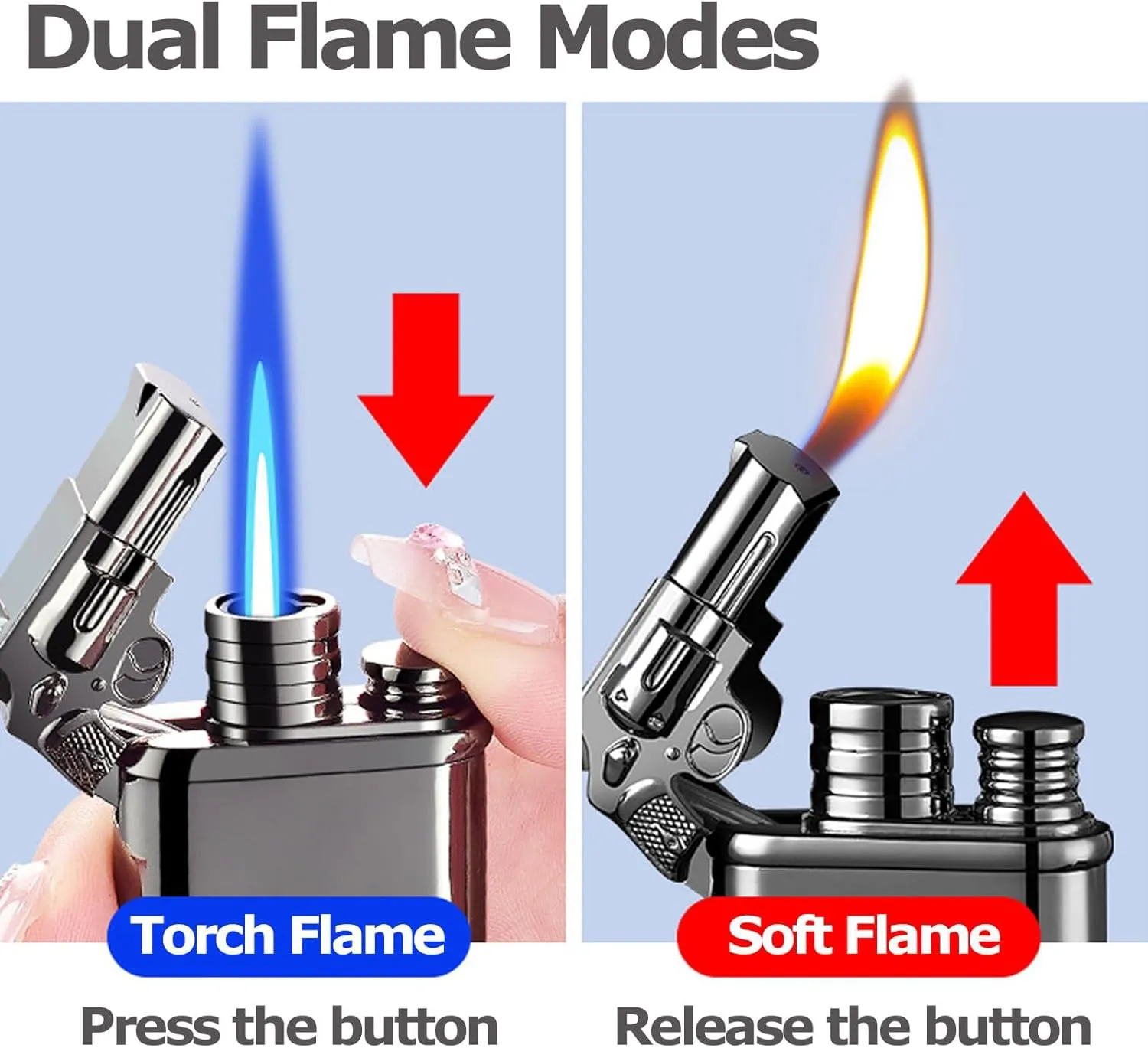 Wind-Proof Lighter Vintage Watch Bezel Jet Flame,Men's Cool Dual Flame Lighter (Violent Robbery)