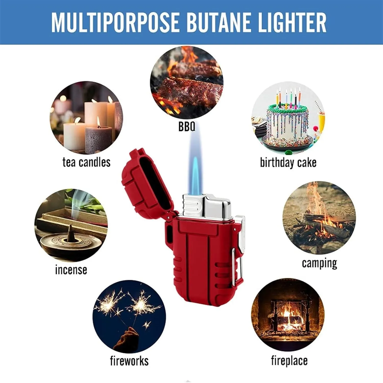 Windproof and Waterproof Lighter Butane blowtorch Lighter, Butane Lighter with Safety Lock, Windproof Jet Flame Lighter, Outdoor Portable Lighter with Gift Box, (Butane not Included)(Black)
