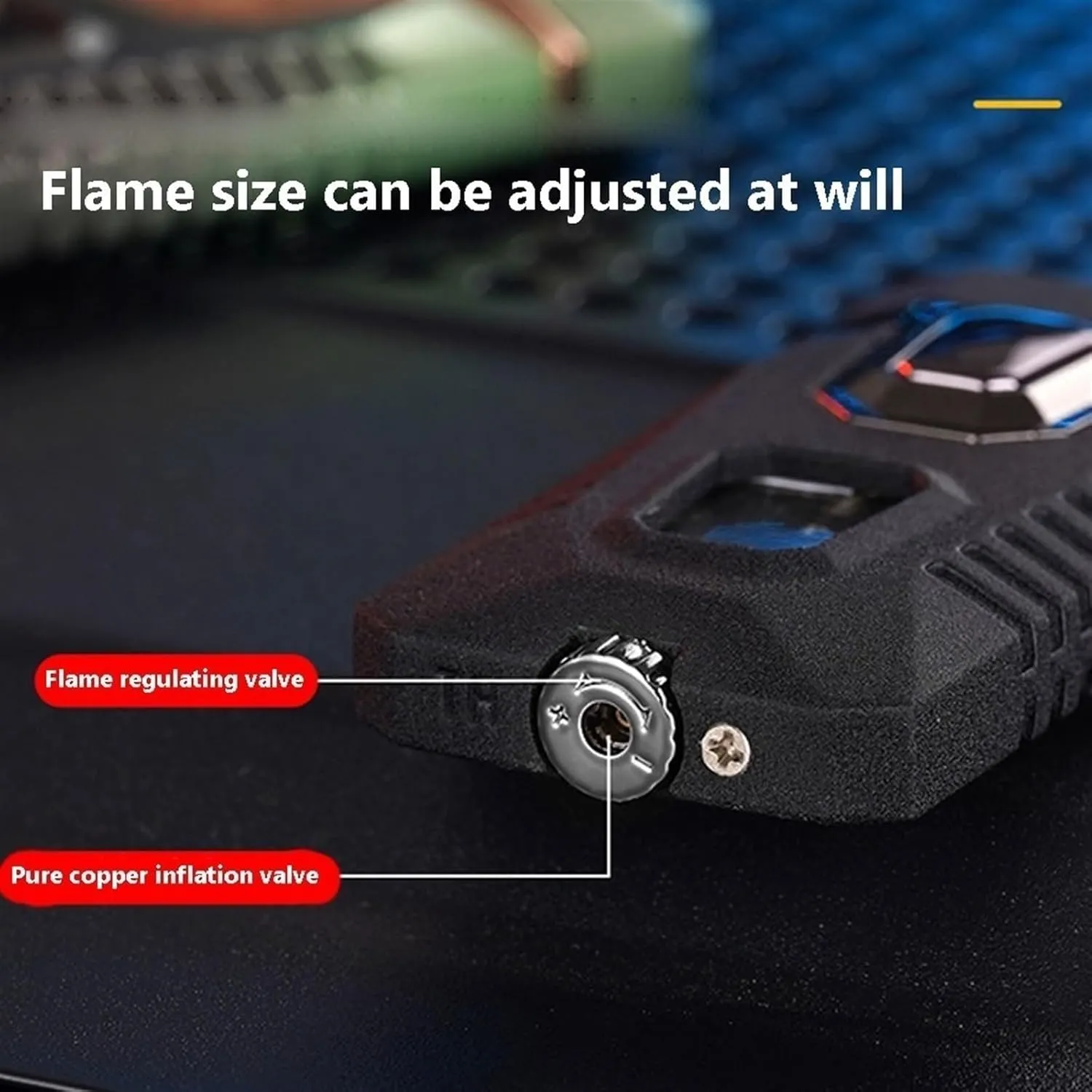 Windproof Double Flame Lighter, Butane Lighter, Visible Transparent Beam Lighter, Adjustable Flame Size Lighter (Butane not Included)(Blueb)