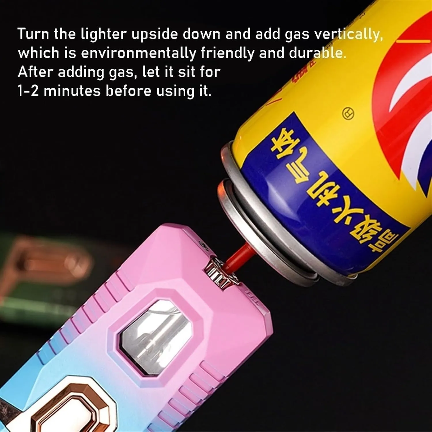 Windproof Double Flame Lighter, Butane Lighter, Visible Transparent Beam Lighter, Adjustable Flame Size Lighter (Butane not Included)(Blueb)
