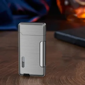 Windproof Dual Flame Lighter, Blue Flame, Butane Lighter, Visible Fuel Window Lighter, Rechargeable Adjustable Flame Lighter, Metal Body Lighter. Gift(A)