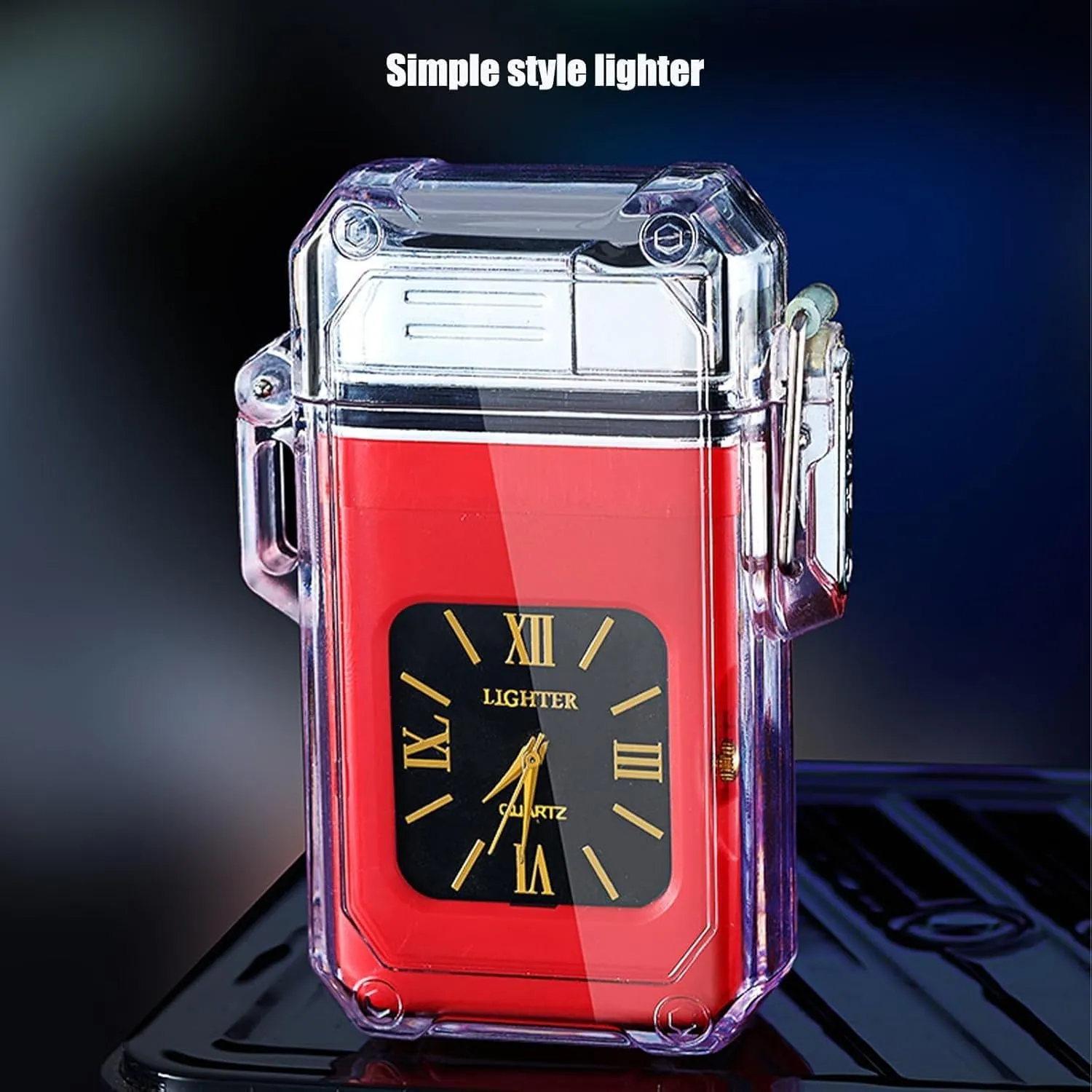 Windproof Lighter Waterproof Filled with Butane Gas Direct Blue Flame Outdoor Men's Gift(#e78d7e)