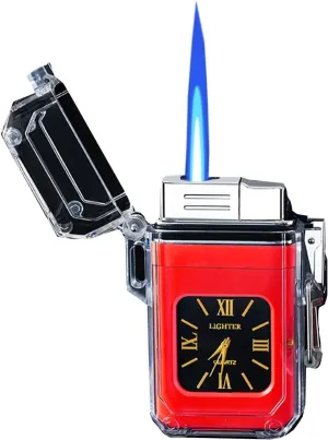 Windproof Lighter Waterproof Filled with Butane Gas Direct Blue Flame Outdoor Men's Gift(#e78d7e)