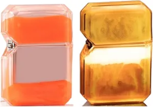 Windproof Lighter，refillable lighters,Torch Butane Lighter Gas Lighter【Quicksand   Luminous That Glows at Night/Transparent Oil bin fine Gift (Color : Orange)
