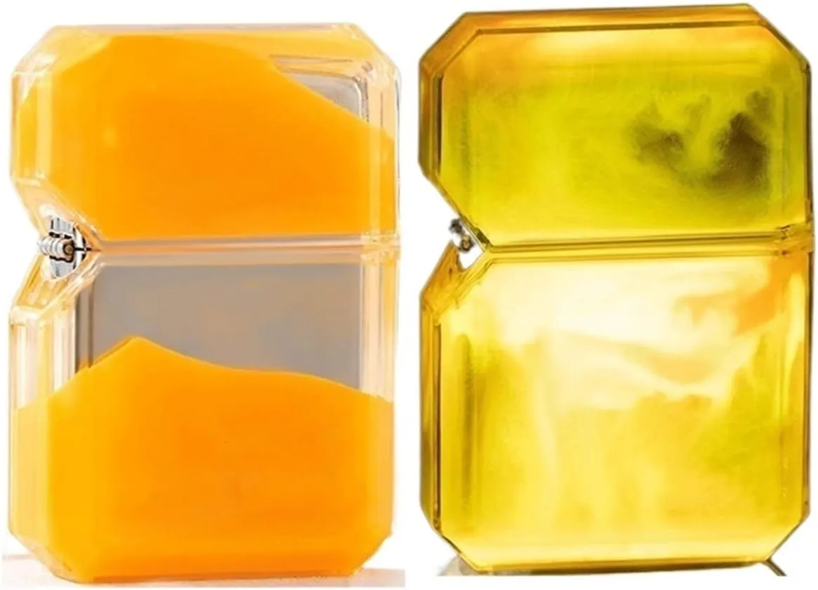 Windproof Lighter，refillable lighters,Wheel Kerosene Lighter【Quicksand   Luminous Transparent Oil bin fine Gift (Color : Yellow Kerosene)