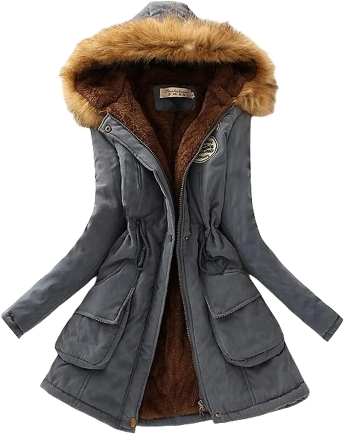 Winter Jackets for Women Warm Faux Lamb Wool Lined Jacket Coat Mid Length Thicken Padded Jacket