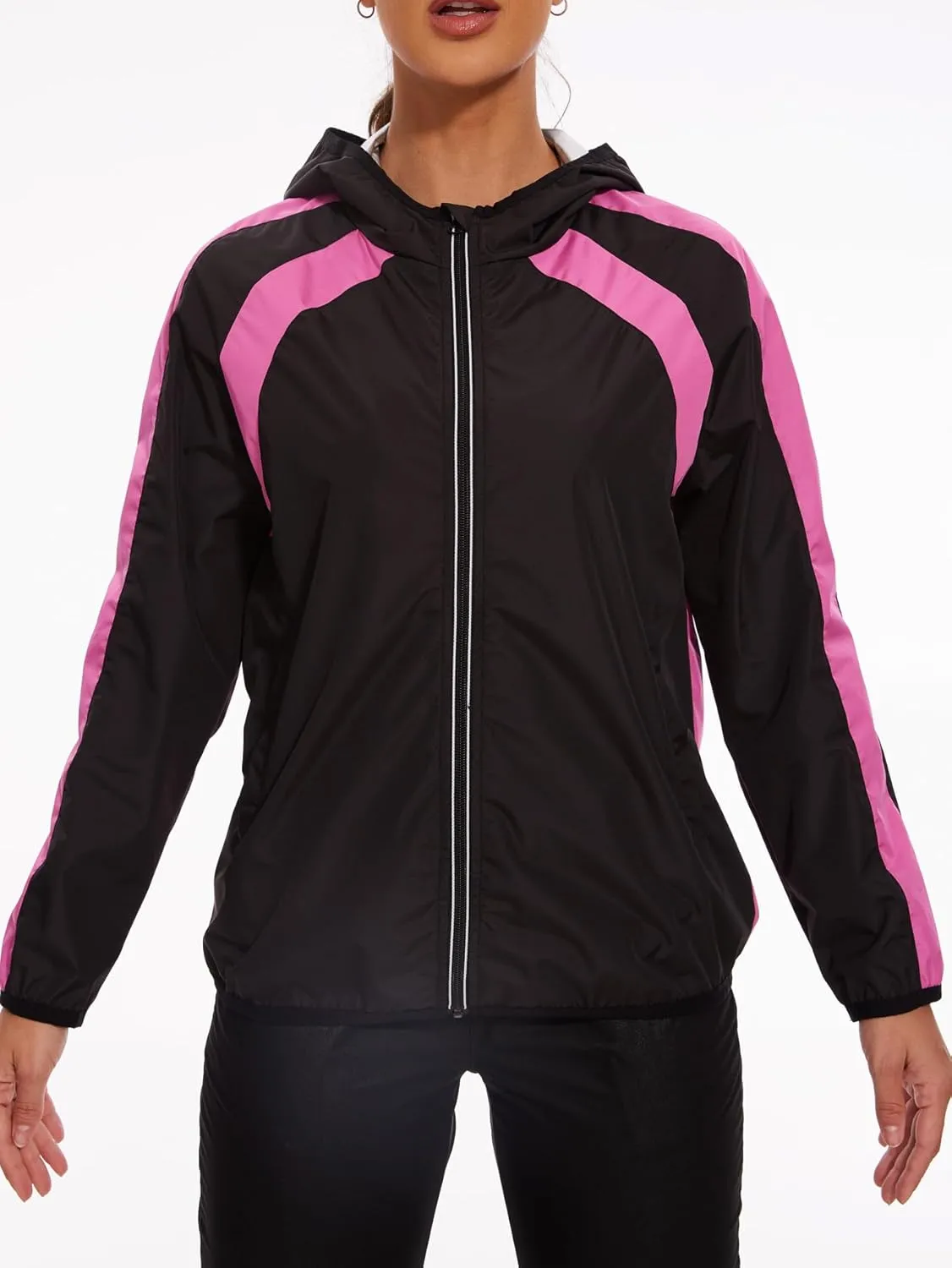 Women Sauna Jackets Sweat Suit Long Sleeve Zipper with Hood Sauna Shirt Body Shaper Top Workout Gym Exercise