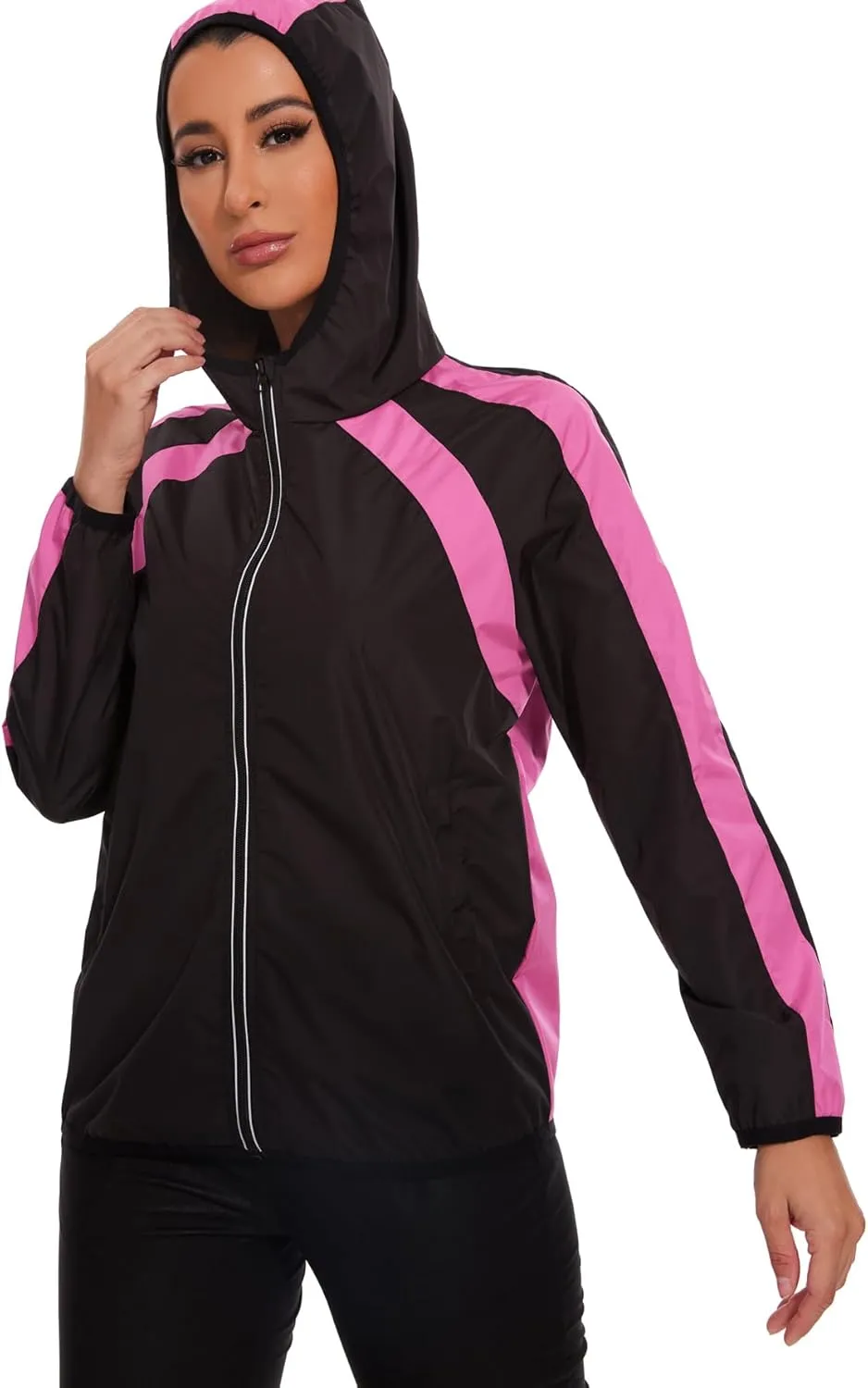 Women Sauna Jackets Sweat Suit Long Sleeve Zipper with Hood Sauna Shirt Body Shaper Top Workout Gym Exercise