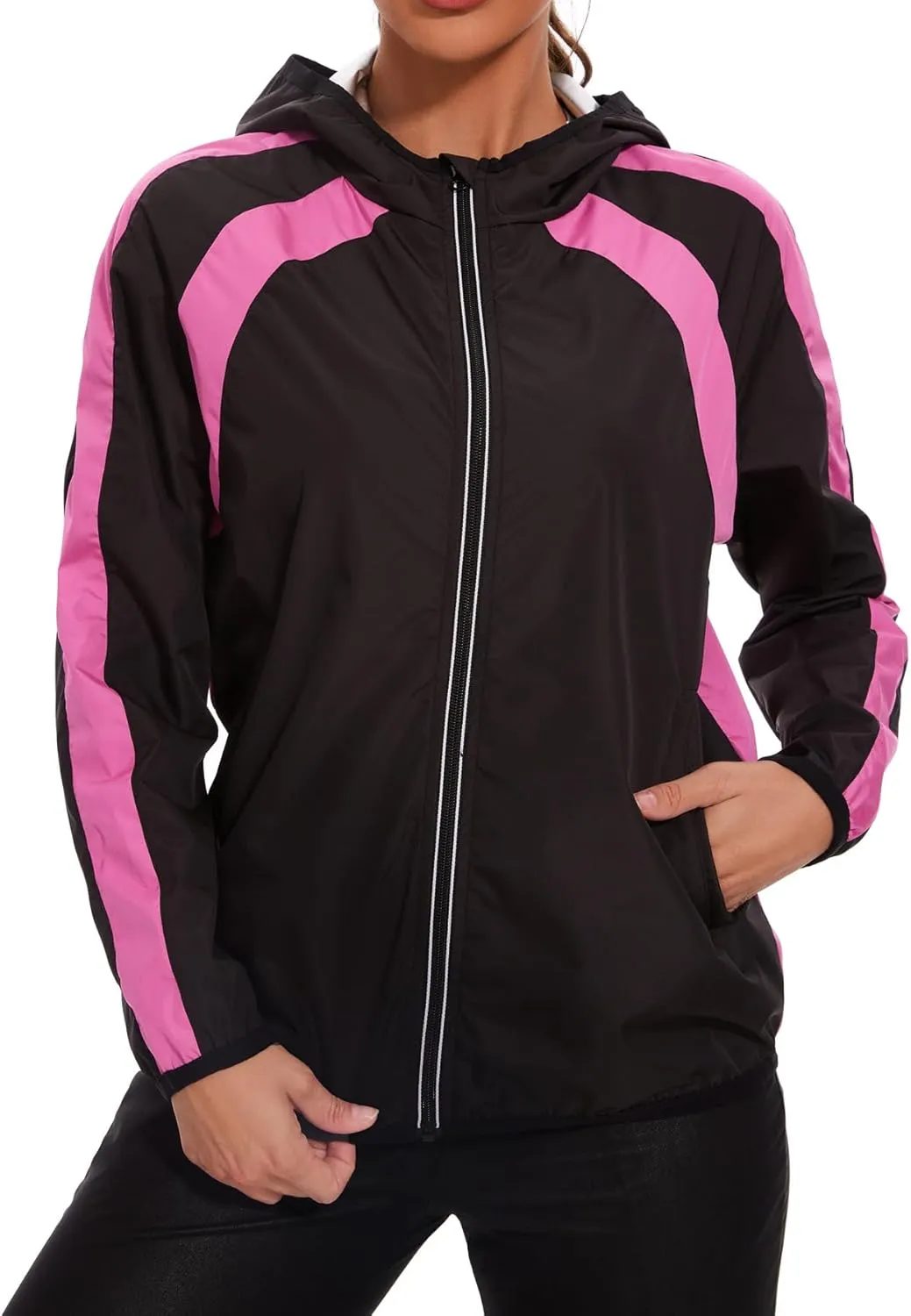 Women Sauna Jackets Sweat Suit Long Sleeve Zipper with Hood Sauna Shirt Body Shaper Top Workout Gym Exercise