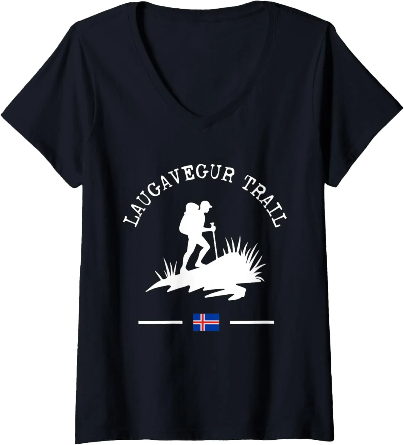 Womens Laugavegur Trail Island Hiker Islandic Trekking V-Neck T-Shirt