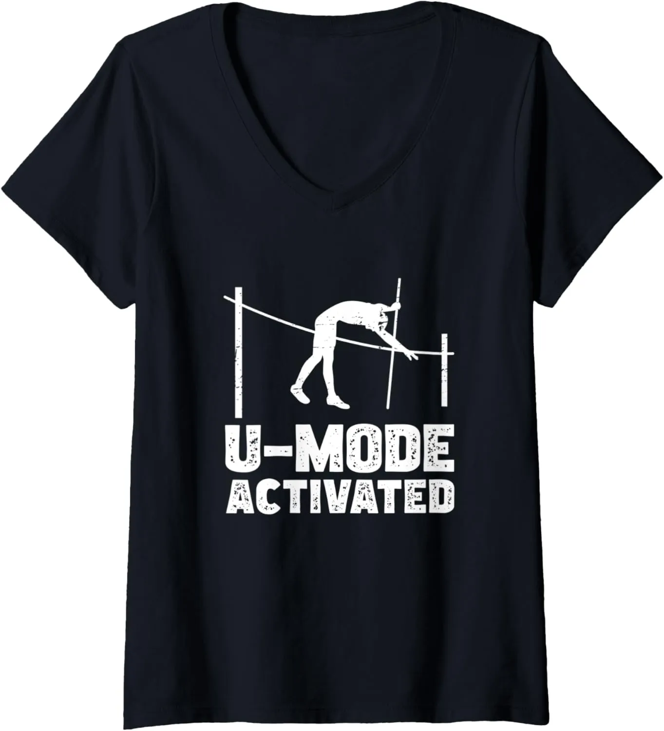 Womens U-Mode Activated Funny Pole Jumping V-Neck T-Shirt