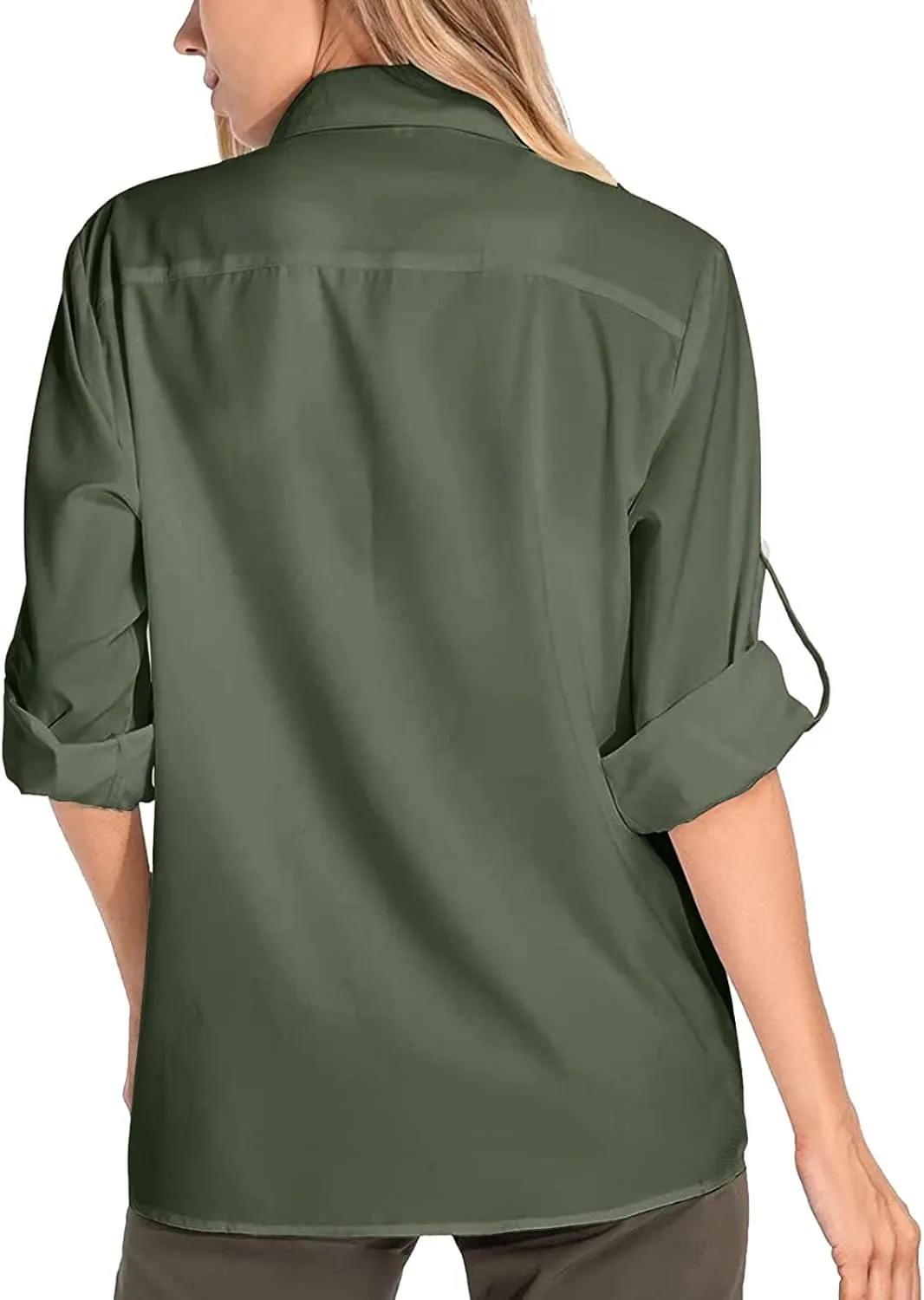 Women's UPF 50 Long Sleeve UV Sun Protection Safari Shirts Outdoor Quick Dry Sun Shirt Fishing Hiking Travel Shirts