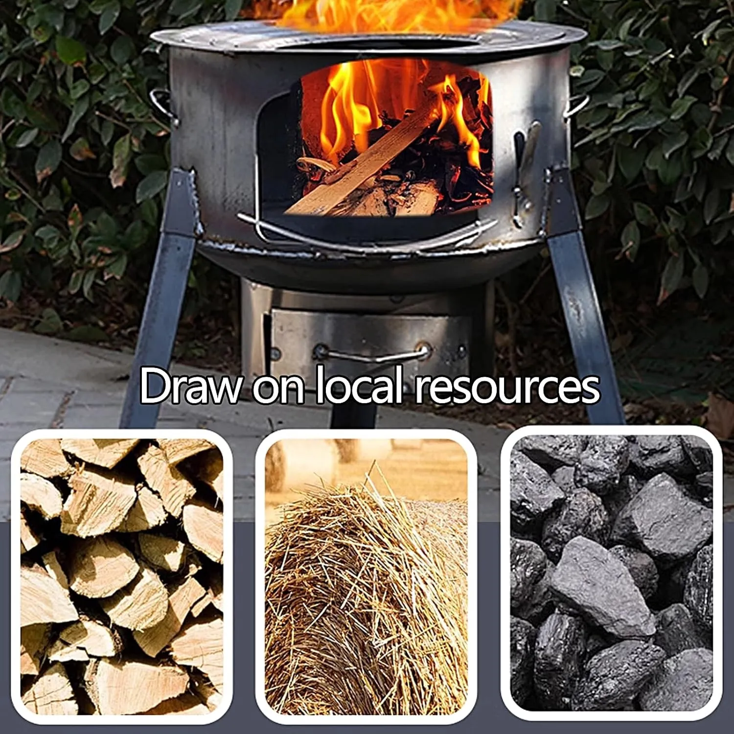 Wood Stove Camping Portable with Chimney Pipe, Tent Stoves Wood Burning, Wood Burning Stove Inserts Load Capacity 160kg for Patio Field Indoor(63 * 63 * 60cm)