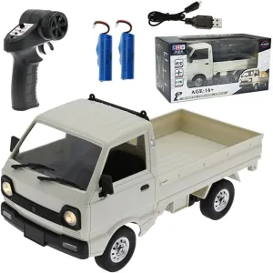 WPL D12Mini Kei Truck RC Car 1/16 2.4Ghz Remote Control Rock Crawler Off Road Truck with Brushed Motor, LED Headlights, Middle Engine Rear Drive RTR Toys Car for Adults