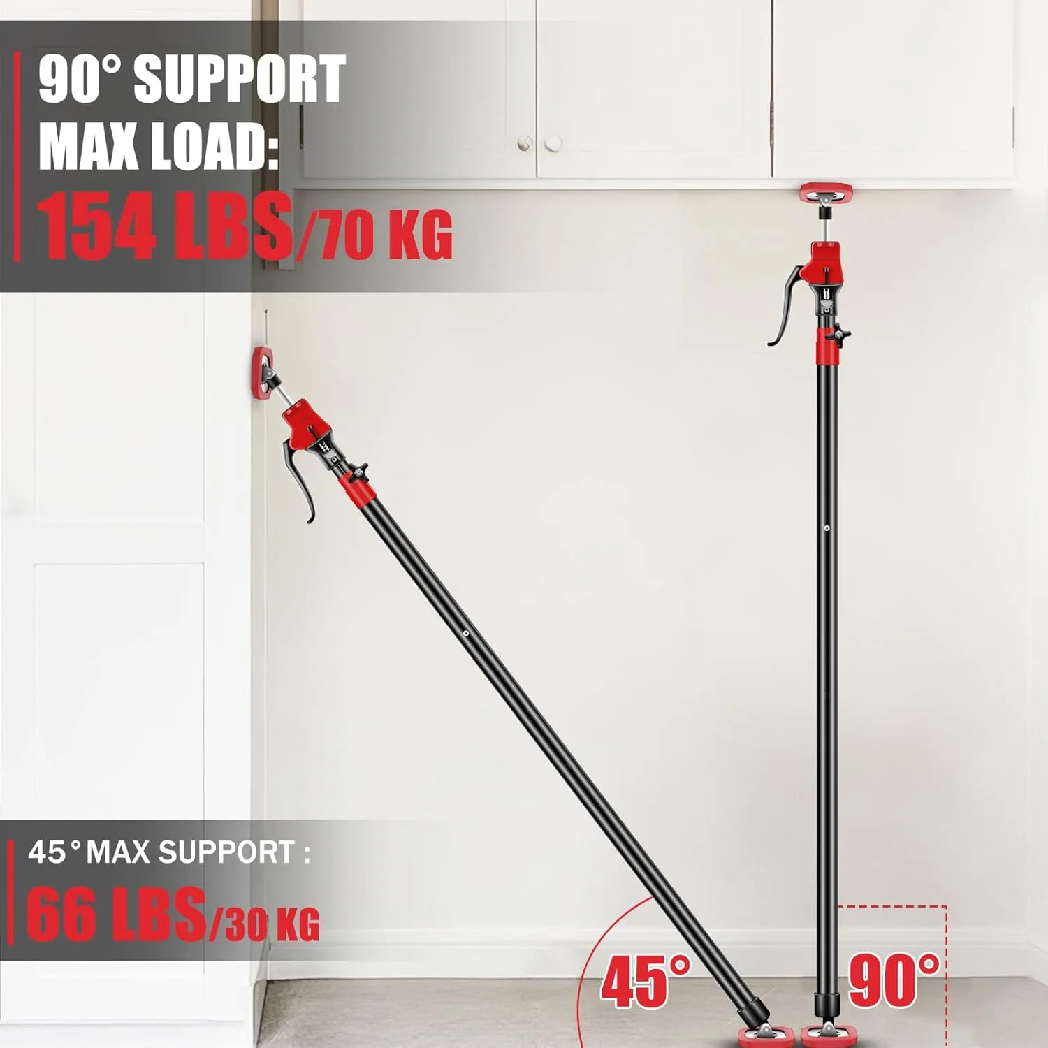 XINQIAO Cabinet Jacks for Installing Cabinets, Heavy Duty Third Hand Tools Adjustable Support Pole from 49.2 in to 114.2 in, 4 PCS