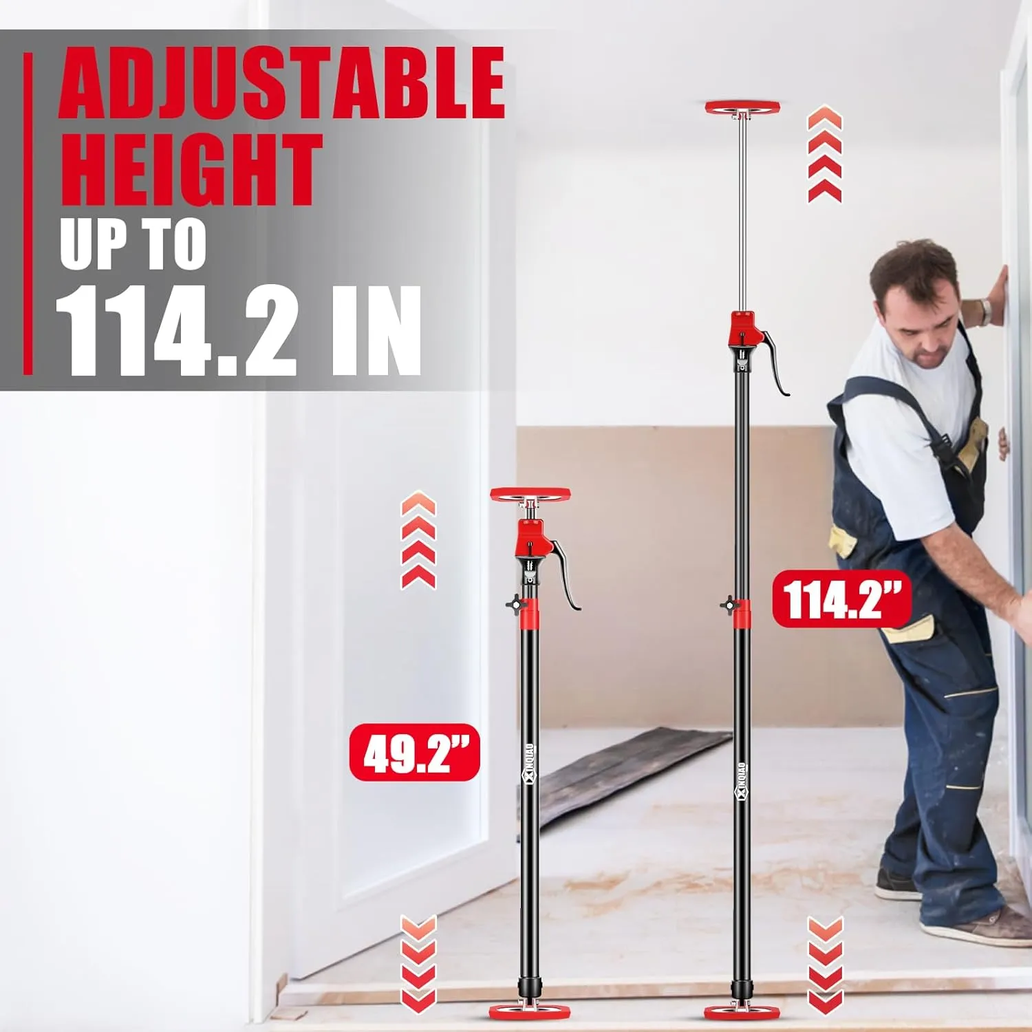 XINQIAO Cabinet Jacks for Installing Cabinets, Heavy Duty Third Hand Tools Adjustable Support Pole from 49.2 in to 114.2 in, 4 PCS