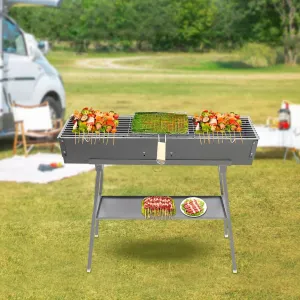Xuthusman Commercial Quality Charcoal Grills, Multiple Size BBQ Lamb Skewer Portable Camping Barbecue Grill for Garden Backyard Party Travel Outdoor Cooking Use 18cm Internal Width