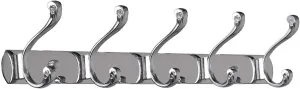 XYWHPGV Wall Mounted Coat Rack, Coat Rack, Coat Rack, Stainless Steel Hooks for Coat, Hat, Towel, Purse, Key Bag, Entry for Bathroom, Bedroom, 5 Silver Hooks(7ff