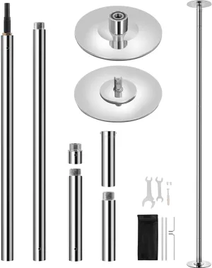 Yaheetech Dance Pole Portable Dancing Pole Height Adjustable 6.9ft-9ft Static Spinning Pole for Apartment, Silver/Argent