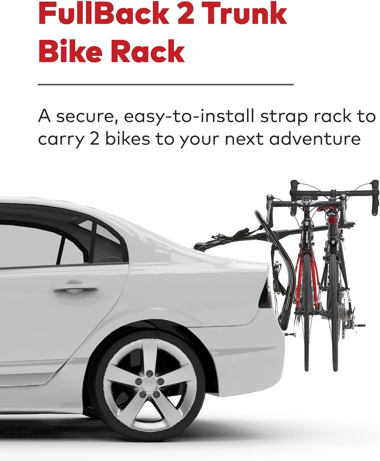 Yakima FullBack 3 Premium Trunk Bike Rack, Holds 3 Bikes, Tool-Free Installation, SuperCush ZipStrips, Foldable Arms, SKS Locks, Bottle Opener