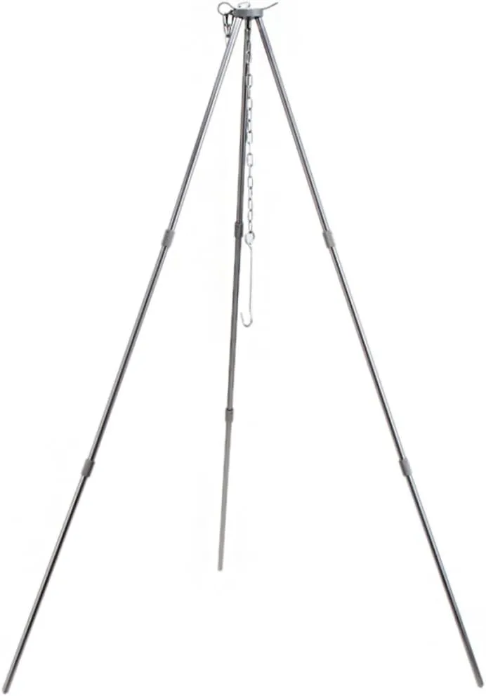 Yardwe Family Camping Essential Bonfire Bracket Sturdy Outdoor Pot Rack Height Adjustable Hooks