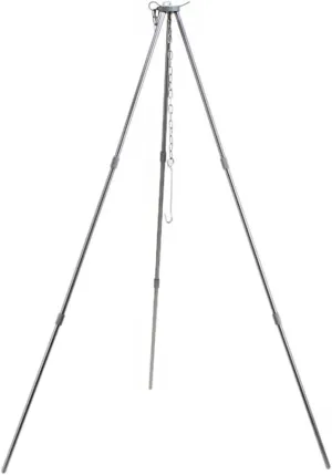 Yardwe Family Camping Essential Bonfire Bracket Sturdy Outdoor Pot Rack Height Adjustable Hooks