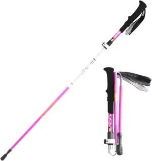 YIRENZUI Carbon Fiber Aluminum Alloy 5 Section Folding Mountaineering Pole,Straight Handle External Lock EVA Handle，The Best Choice (Color : Pink, Size : 130cm)