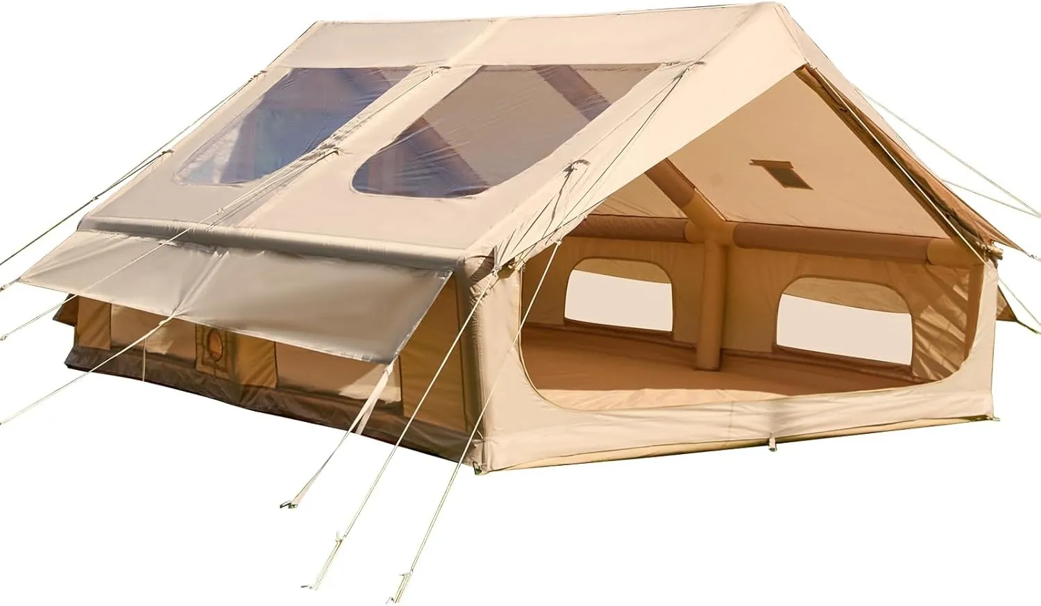 YOLENY Inflatable Tents for Camping, 4/6/8/10/12 Person Tent with TPU Skylight, Mesh Windows, Stove Jack & Pump, Easy Setup 4 Season Glamping Tent, Waterproof & Windproof