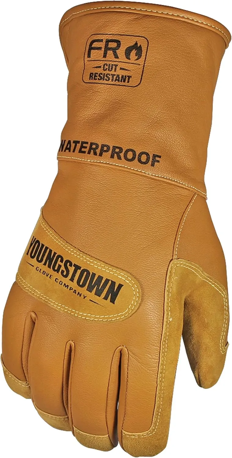 Youngstown Glove 11-3285-60-XL Flame Resistant Waterproof Leather Utility Lined with Kevlar Gloves, X-Large