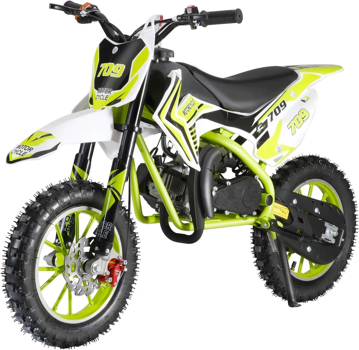 YOXIER 50cc Dirt Bike, 2-Stroke Kid Dirt Bike, Dirt Bikes for Kids 8-14, Off Road Gas Power Mini Pocket Motorcycle with Front Rear Disc Brakes, Mini Dirt Scooter Bike with Max Load 330Lbs Green