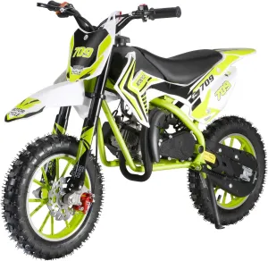 YOXIER 50cc Dirt Bike, 2-Stroke Kid Dirt Bike, Dirt Bikes for Kids 8-14, Off Road Gas Power Mini Pocket Motorcycle with Front Rear Disc Brakes, Mini Dirt Scooter Bike with Max Load 330Lbs Green