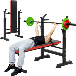 YRLLENSDAN Adjustable Weight Bench Workout Bench Press with Squat Rack for Full Body Training with Barbell Rack Multi-Purpose Folding Weight Rack Exercise Bench Home Gym Equipment, Black