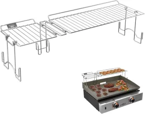 Yukon Glory™ Griddle Warming Rack, Designed for 22" Blackstone Griddles, One-Step Clip On Attachment, Portable and Collapsible (will not work with hood)