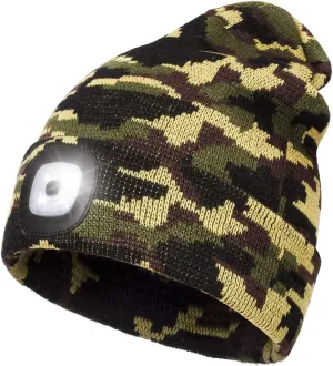 YunTuo LED Beanie with The Light, Unisex USB Rechargeable Headlamp Winter Knitted Cap Gifts for Men Dad Husband Him