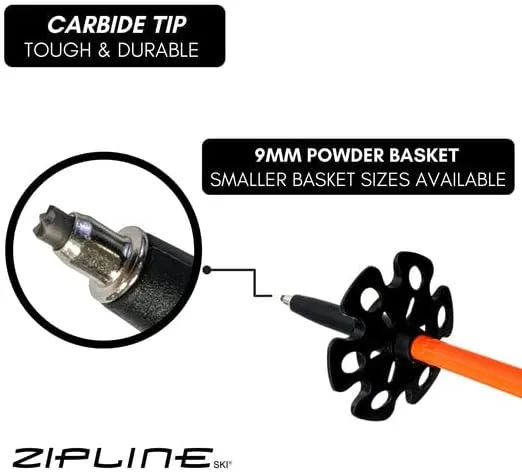 Zipline Blurr 16.0 Graphite Composite Downhill Ski Poles - Lightweight, Durable, Freeride All-Mountain, Ergonomic Grip, Ideal for All-Mountain Skiing - Choice of Gold Medalist David Wise