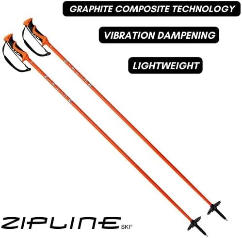 Zipline Blurr 16.0 Graphite Composite Downhill Ski Poles - Lightweight, Durable, Freeride All-Mountain, Ergonomic Grip, Ideal for All-Mountain Skiing - Choice of Gold Medalist David Wise